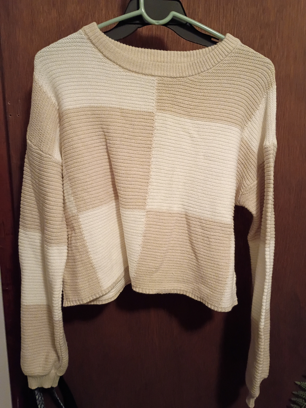 moon & madison Cream and Tan Colorblock Ribbed Sweater